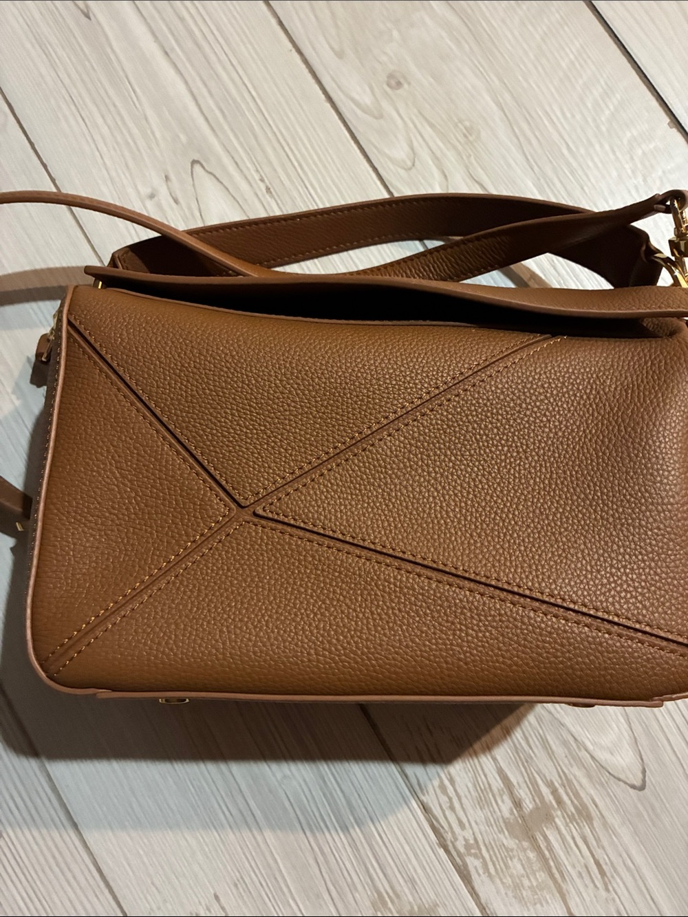 Quince Women's puzzle crossbody/top handle Bag in Brown leather